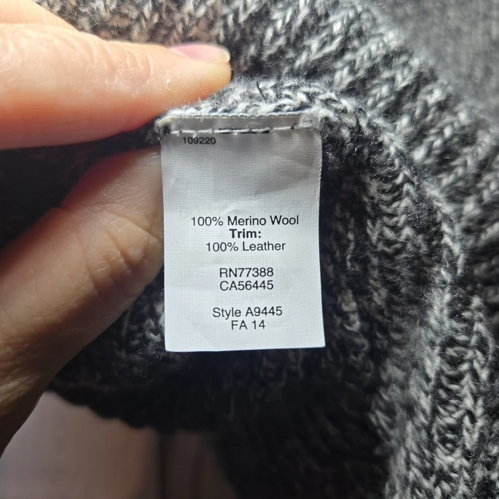 Madewell 100% Wool Gray Sweater with Leather Striped Sleeves Size XS